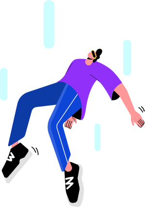 Man wearing VR levitating or float rises up