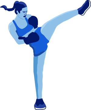 Woman training kickboxing