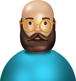 Avatar man bald beard round glasses