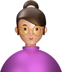 Avatar woman asian hair bun brown round glasses