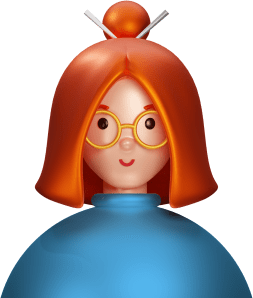 Avatar woman orange or ginger hair bun with bun sticks