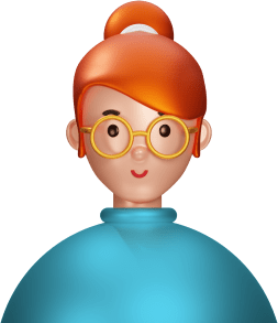 Avatar woman orange or red or ginger hair bun round glasses
