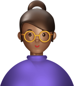 Avatar woman round glasses brown skin brown hair bun