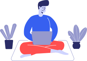 Man using laptop relaxed