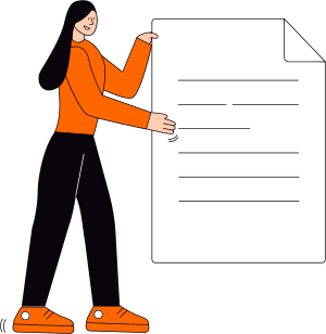 Girl with document or paper card