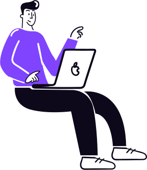 Man using macbook or laptop