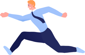 Corporate man sprint or run to office or work