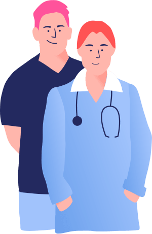 Man and woman doctor standing together medical or hospital