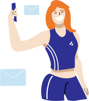 Woman working out receiving emails from email marketing