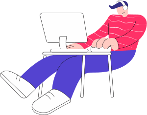 Man coding working desktop music