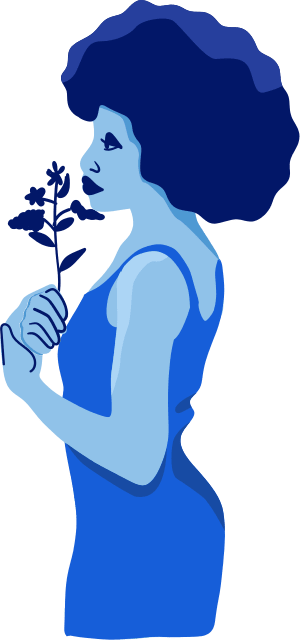 Woman holding flower wait for date