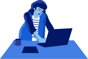 Woman working laptop office table