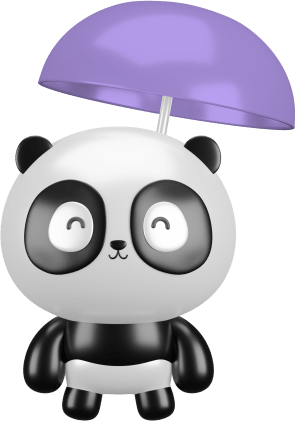 Panda standing with umbrella