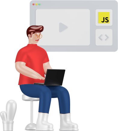 Coder sitting coding language js