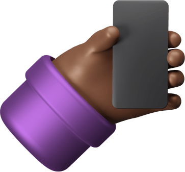 Hand hold smart phone brown skin responsive