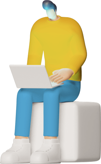 Man with laptop or macbook