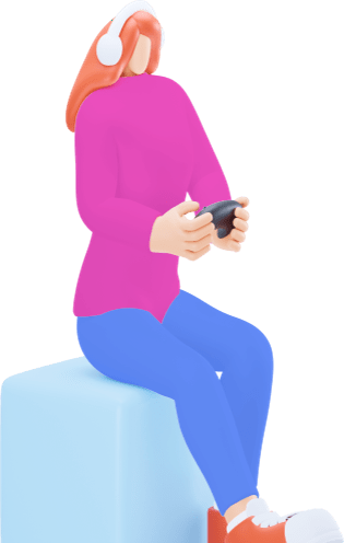 Woman playing game with console xbox