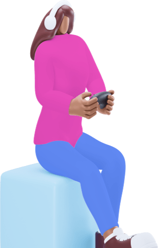 Woman playing game with console xbox
