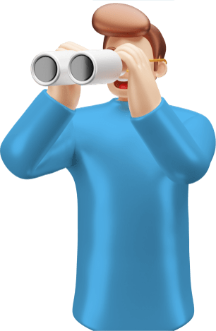 Man look through binoculars