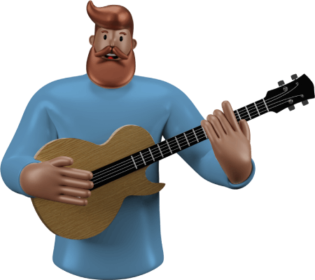 Brown man playing guitar