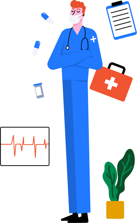 Doctor checkup medical prescription first aid box
