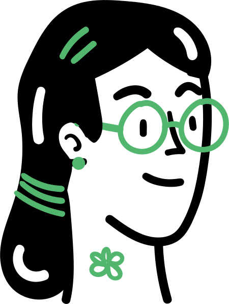 Girl with round glasses tatoo avatar