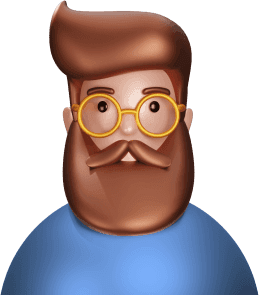 Avatar man beard round glasses wavy hair