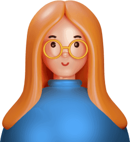 Avatar woman long hair ginger or orange wearing rounded glasses