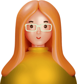 Avatar woman long hair ginger or orange wearing square glasses