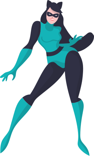 Supervillain woman pose for fight