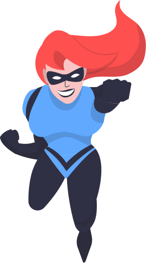 Superwoman or superhero woman fly punch and fist