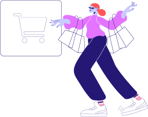 eCommerce shop woman cart
