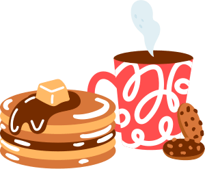Pancakes with coffee and biscuits or cookies