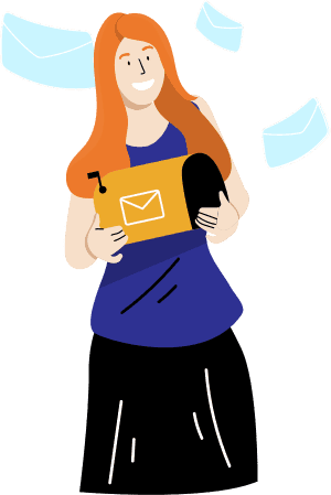 Woman holding a mailbox for email marketing