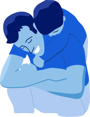 Kid hugging father or man