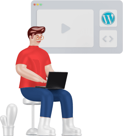 Coder sitting coding language wordpress