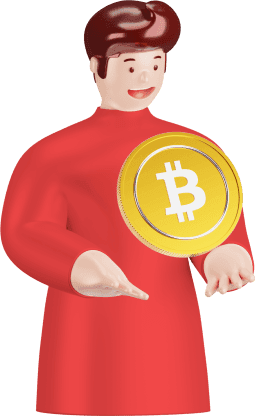 Guy with crypto coin bitcoin