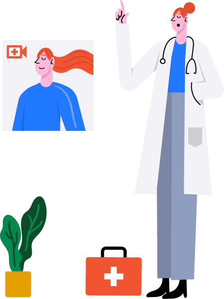 Doctor making video call takes advice