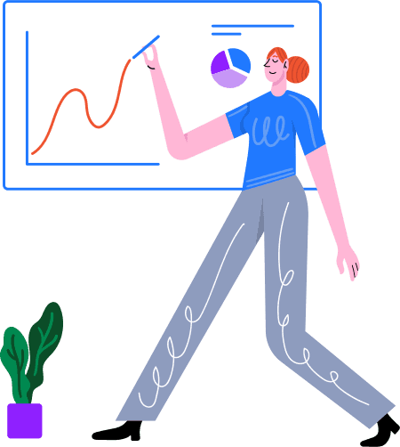 Girl draw graph analytical chart