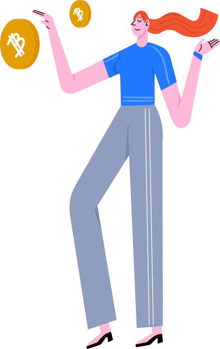 Girl touch bitcoin invest