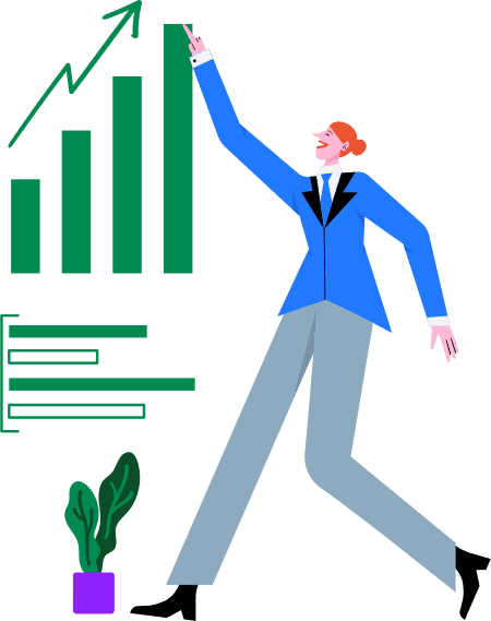 Girl work on business analytical data