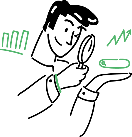 Guy looks through magnifying glass for search-bar SEO
